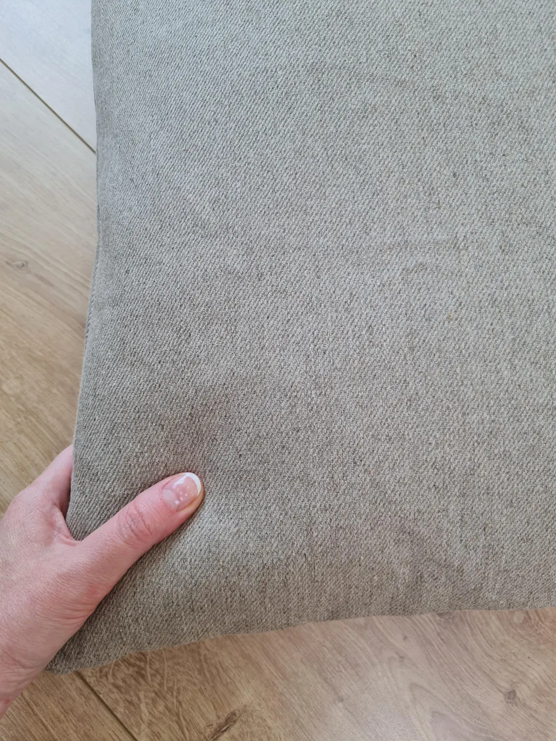 Pet Bed in Natural Non-dyed Dark Grey Linen Fabric Filled Mat Carpet House for Cats Organic