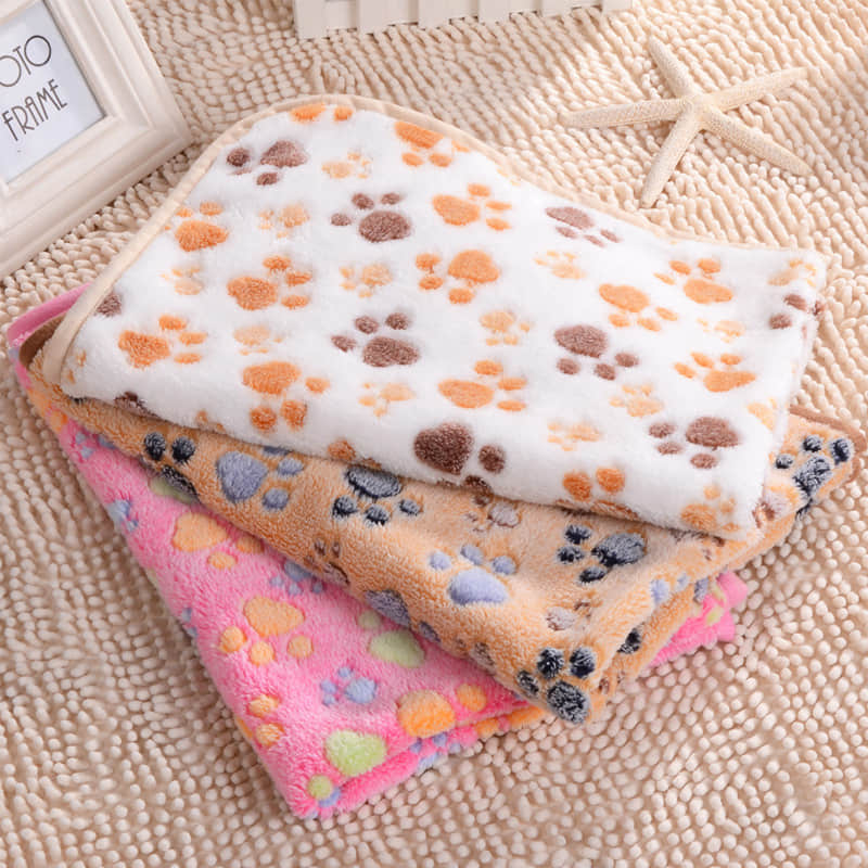 Soft Coral Fleece Pet Blanket – Warm Paw & Elephant Print Pet Blanket for Dogs & Cats