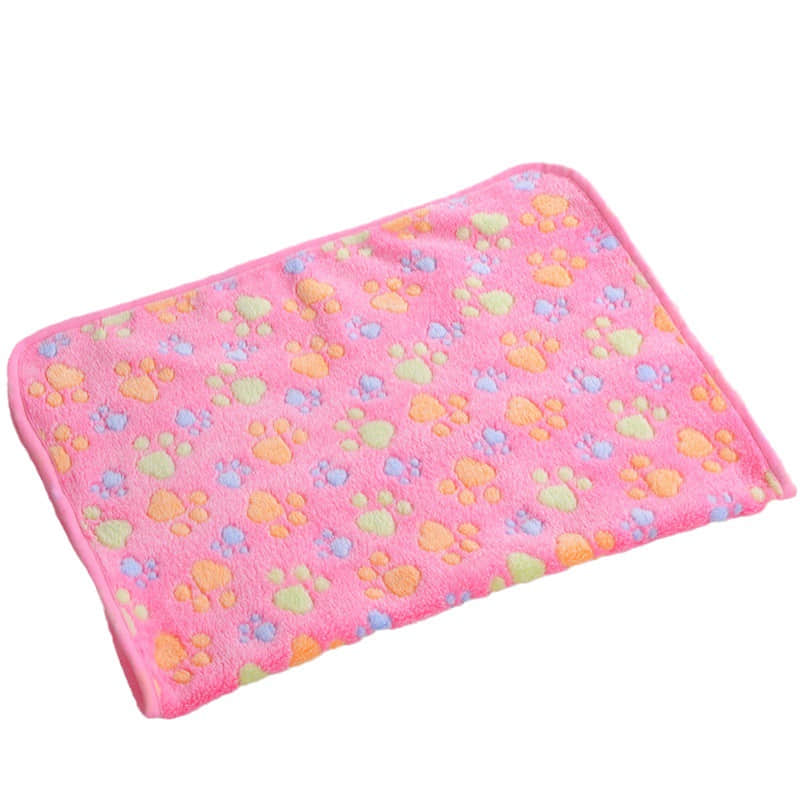 Soft Coral Fleece Pet Blanket – Warm Paw & Elephant Print Pet Blanket for Dogs & Cats