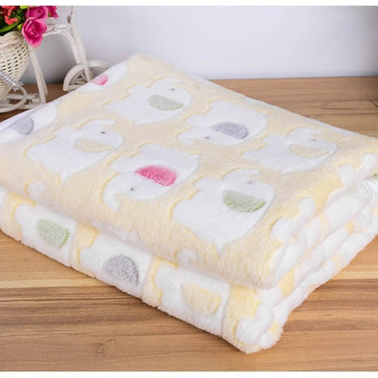 Soft Coral Fleece Pet Blanket – Warm Paw & Elephant Print Pet Blanket for Dogs & Cats