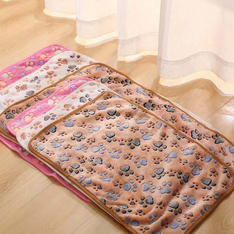 Soft Coral Fleece Pet Blanket – Warm Paw & Elephant Print Pet Blanket for Dogs & Cats