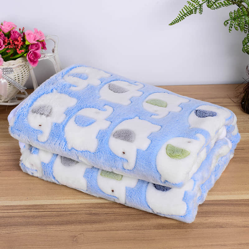 Soft Coral Fleece Pet Blanket – Warm Paw & Elephant Print Pet Blanket for Dogs & Cats