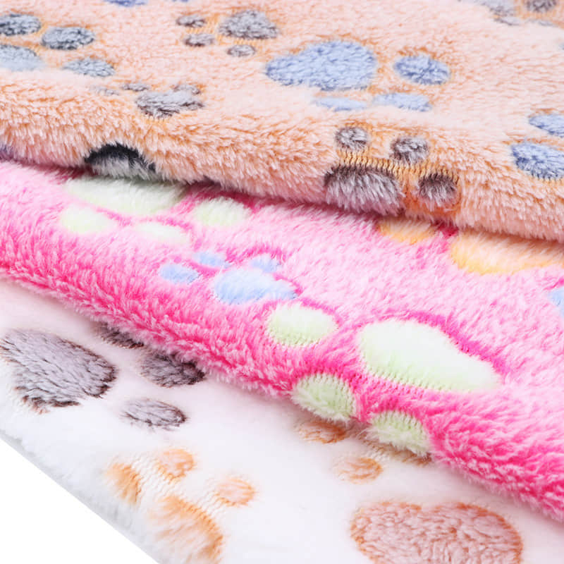 Soft Coral Fleece Pet Blanket – Warm Paw & Elephant Print Pet Blanket for Dogs & Cats