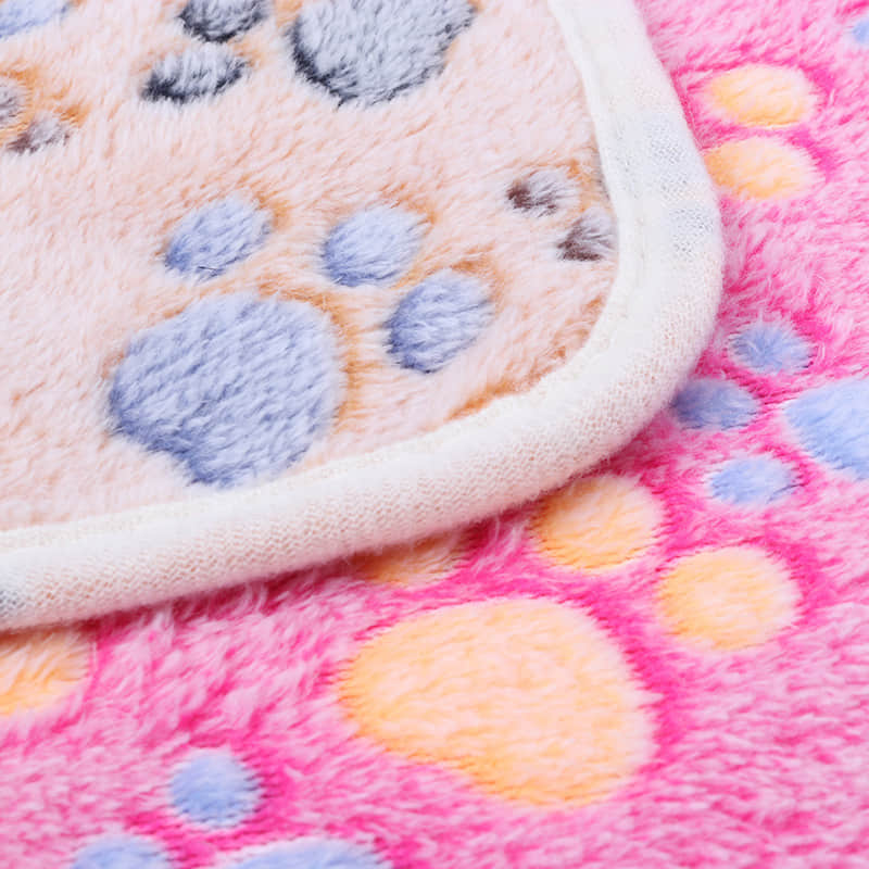 Soft Coral Fleece Pet Blanket – Warm Paw & Elephant Print Pet Blanket for Dogs & Cats